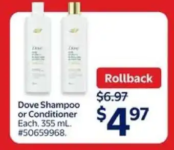 Walmart Dove Shampoo or Conditioner offer