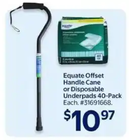 Walmart Equate Offset Handle Cane or Disposable Underpads 40-Pack offer