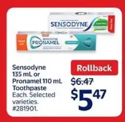 Walmart Sensodyne or Pronamel Toothpaste offer