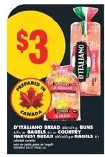 No Frills D'Italiano Bread or Country Harvest Bread offer