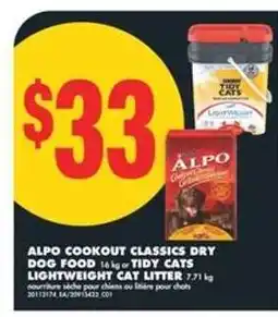 No Frills ALPO Cookout Classics Dry Dog Food or Tidy Cats Lightweight Cat Litter offer