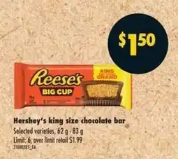 No Frills HERSHEY'S KING SIZE CHOCOLATE BAR offer