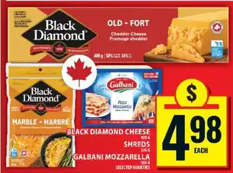 Food Basics Black Diamond Cheese & Galbani Mozzarella offer