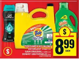 Food Basics Tide Simply All In One, Gain Original, Downy Unstopables offer