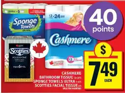 Food Basics Cashmere Bathroom Tissue, Sponge Towels Ultra, Scotties Facial Tissue offer