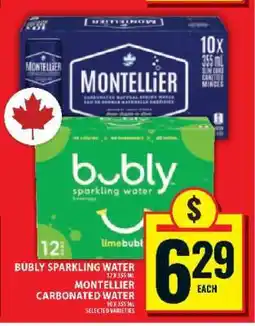 Food Basics Bubly Sparkling Water & Montellier Carbonated Water offer