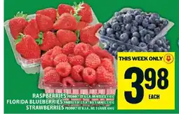 Food Basics Raspberries, Florida Blueberries, Strawberries offer