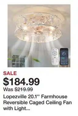 Wayfair Lopezville 20.1'' Farmhouse Reversible Caged Ceiling Fan with Light Kit And Remote offer