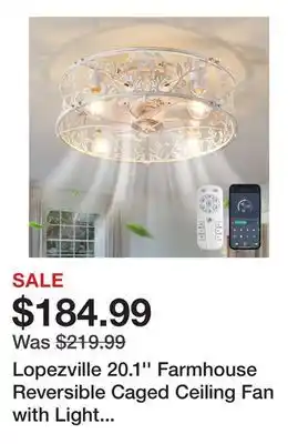 Wayfair Lopezville 20.1'' Farmhouse Reversible Caged Ceiling Fan with Light Kit And Remote offer