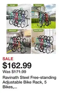 Wayfair Ravinath Steel Free-standing Adjustable Bike Rack, 5 Bikes, Adjustable Bicycle Parking Rack offer