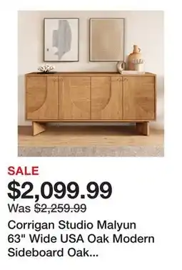 Wayfair Corrigan Studio Malyun 63 Wide USA Oak Modern Sideboard Oak Storage Cabinet and Buffet Console offer