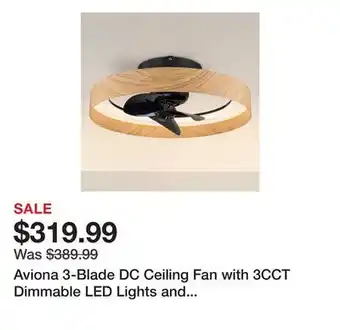 Wayfair Aviona 3-Blade DC Ceiling Fan with 3CCT Dimmable LED Lights and Remote Control offer