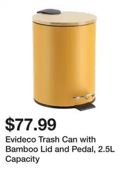 Wayfair Evideco Trash Can with Bamboo Lid and Pedal, 2.5L Capacity offer
