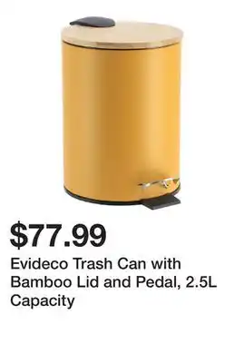 Wayfair Evideco Trash Can with Bamboo Lid and Pedal, 2.5L Capacity offer