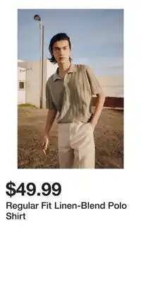 H&M Regular Fit Linen-Blend Polo Shirt offer