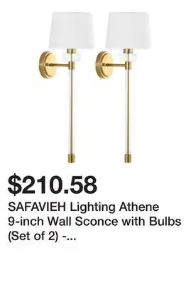 Bed Bath & Beyond SAFAVIEH Lighting Athene 9-inch Wall Sconce with Bulbs (Set of 2) - 8 in. W x 9 in. D x 26 in. H offer