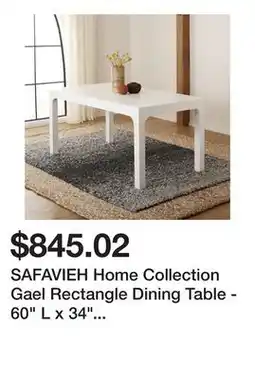 Bed Bath & Beyond SAFAVIEH Home Collection Gael Rectangle Dining Table - 60 L x 34 W x 30 H offer
