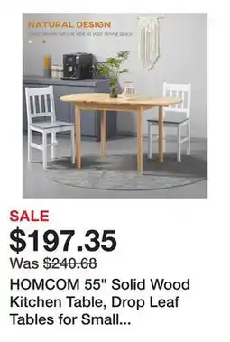 Bed Bath & Beyond HOMCOM 55 Solid Wood Kitchen Table, Drop Leaf Tables for Small Spaces, Folding Dining Table offer
