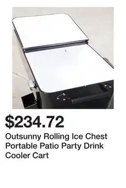 Bed Bath & Beyond Outsunny Rolling Ice Chest Portable Patio Party Drink Cooler Cart offer