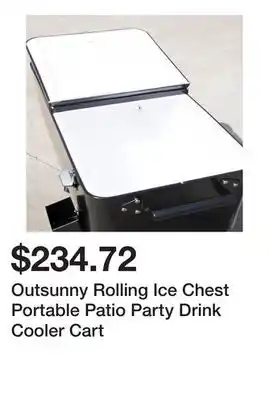 Bed Bath & Beyond Outsunny Rolling Ice Chest Portable Patio Party Drink Cooler Cart offer