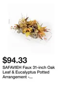 Bed Bath & Beyond SAFAVIEH Faux 31-inch Oak Leaf & Eucalyptus Potted Arrangement - 31 W x 16 D x 10 H offer