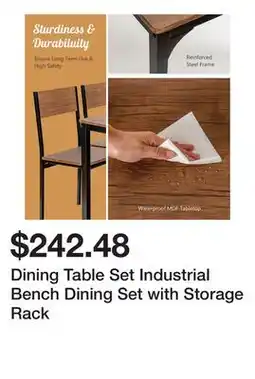 Bed Bath & Beyond Dining Table Set Industrial Bench Dining Set with Storage Rack offer