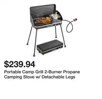 Bed Bath & Beyond Portable Camp Grill 2-Burner Propane Camping Stove w/ Detachable Legs offer