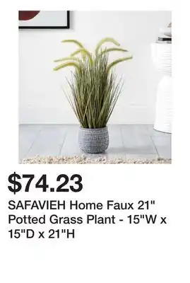 Bed Bath & Beyond SAFAVIEH Home Faux 21 Potted Grass Plant - 15W x 15D x 21H offer