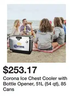 Bed Bath & Beyond Corona Ice Chest Cooler with Bottle Opener, 51L (54 qt), 85 Cans offer