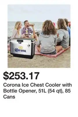 Bed Bath & Beyond Corona Ice Chest Cooler with Bottle Opener, 51L (54 qt), 85 Cans offer