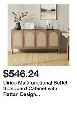 Bed Bath & Beyond Uirico Multifunctional Buffet Sideboard Cabinet with Rattan Design by HULALA HOME - OAK offer