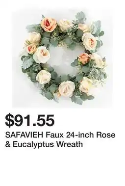 Bed Bath & Beyond SAFAVIEH Faux 24-inch Rose & Eucalyptus Wreath offer