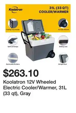 Bed Bath & Beyond Koolatron 12V Wheeled Electric Cooler/Warmer, 31L (33 qt), Gray offer