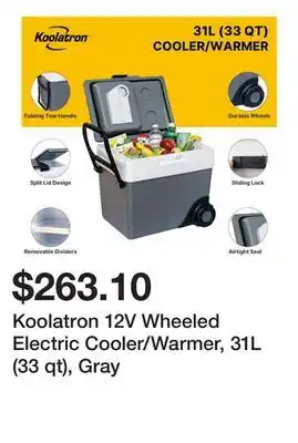 Bed Bath & Beyond Koolatron 12V Wheeled Electric Cooler/Warmer, 31L (33 qt), Gray offer