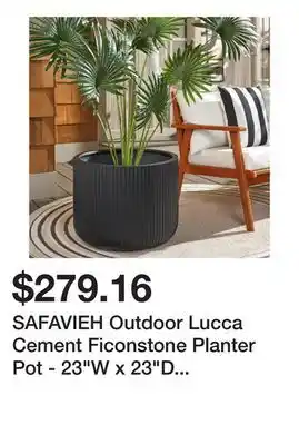Bed Bath & Beyond SAFAVIEH Outdoor Lucca Cement Ficonstone Planter Pot - 23W x 23D x 18H offer