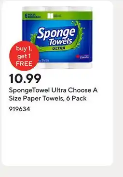 Staples SpongeTowel Ultra Choose A Size Paper Towels, 6 Pack offer