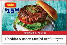 M & M Food Market Cheddar & Bacon Stuffed Beef Burgers offer