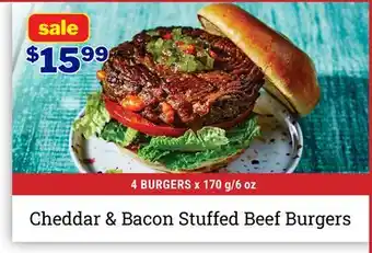 M & M Food Market Cheddar & Bacon Stuffed Beef Burgers offer