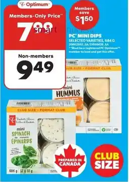 Real Canadian Superstore PC mini dips offer