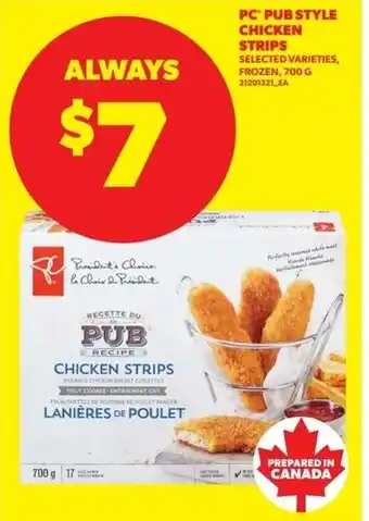 Real Canadian Superstore Pc pub style chicken strips offer