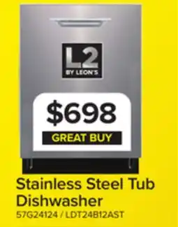 Leon's L2 Stainless Steel Smart Dishwasher with Sensor (52 dBA) - LDT24B12AST offer