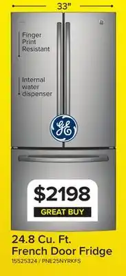 Leon's GE Profile Fingerprint Resistant Stainless 33 French Door Refrigerator (24.8 cu ft)- PNE25NYRKFS offer
