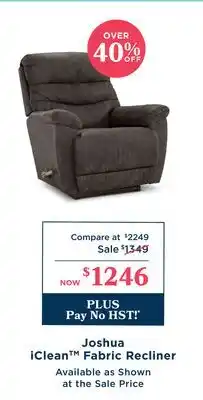 La Z Boy Joshua iClean Fabric Recliner offer