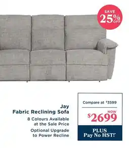 La Z Boy Jay Fabric Reclining Sofa offer