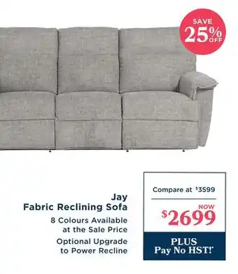La Z Boy Jay Fabric Reclining Sofa offer