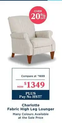 La Z Boy Charlotte Fabric High Leg Lounger offer