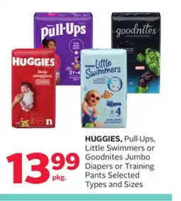 Rexall HUGGIES, Pull. Ups, Little Swimmers or Goodnites Jumbo Diapers or Training Pants offer