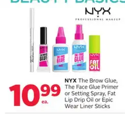 Rexall NYX The Brow Glue, The Face Glue Primer or Setting Spray, Fat Lip Drip Oil or Epic Wear Liner Sticks offer