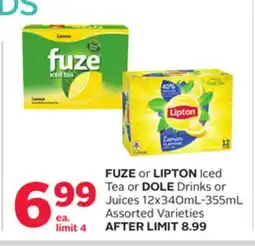 Rexall FUZE or LIPTON Iced Tea or DOLE Drinks or Juices offer