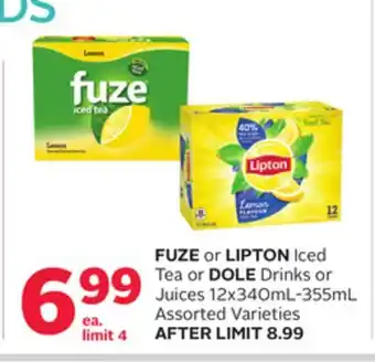 Rexall FUZE or LIPTON Iced Tea or DOLE Drinks or Juices offer